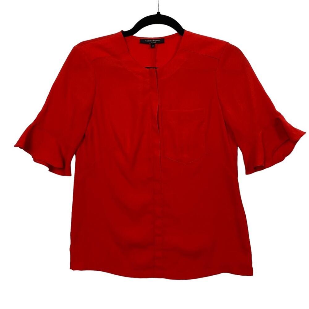 Nanette Lepore Red Flutter Half Sleeve Blouse Top Size Extra Small